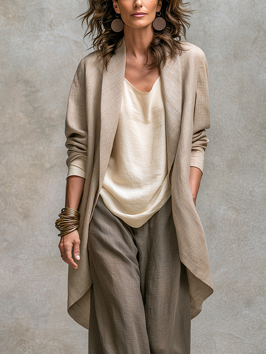 Costanza | Conjunto de Tres Piezas Beige y Gris