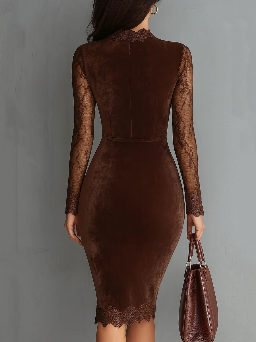 Aurelia™ | Vestido Mini de Terciopelo con Mangas de Encaje