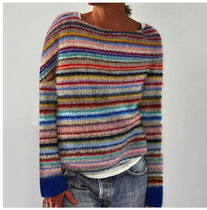 Jersey de cuello redondo con estampado nórdico para mujer