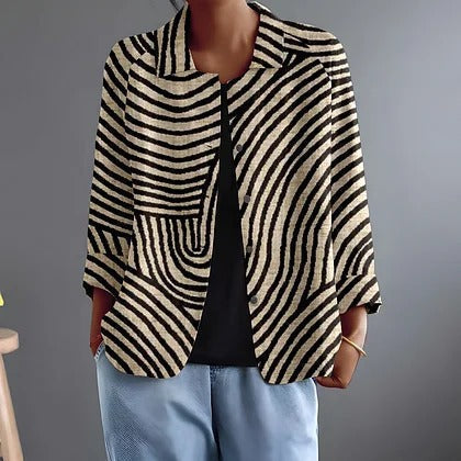 Hazel | Chaqueta de Corte Abierto a Rayas