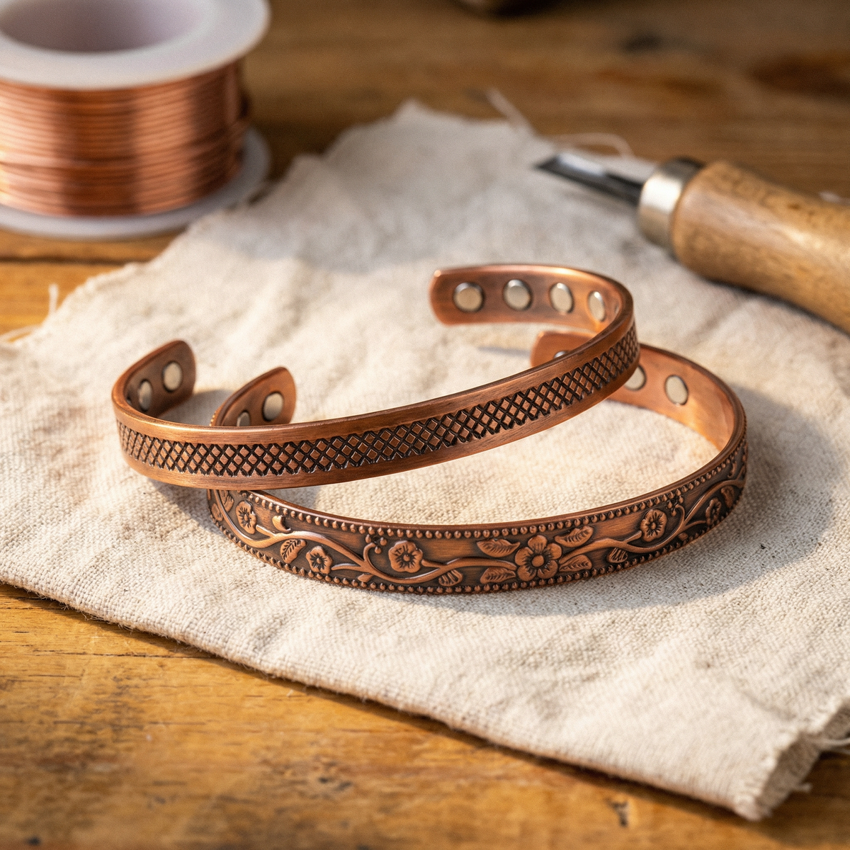 Conjunto de Joyería de Cobre Forjado