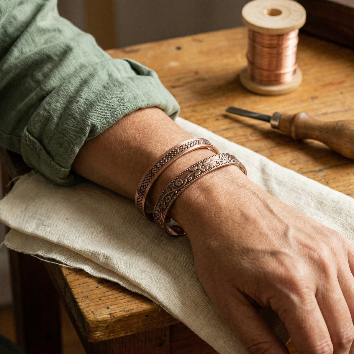 Conjunto de Joyería de Cobre Forjado
