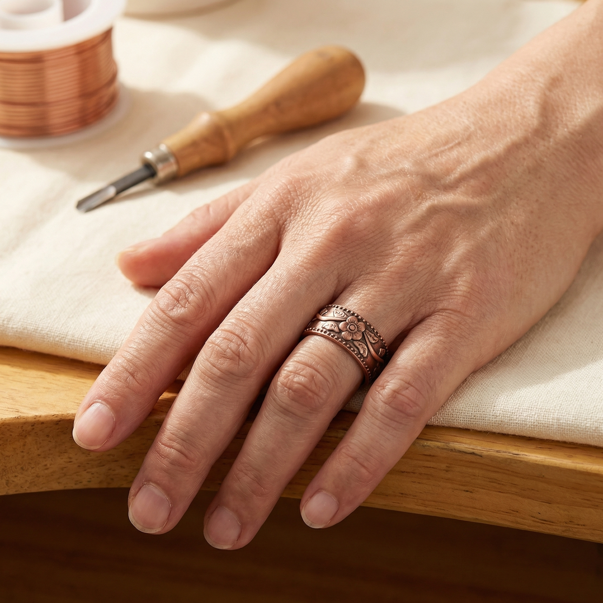Anillo de Cobre en Pétalo