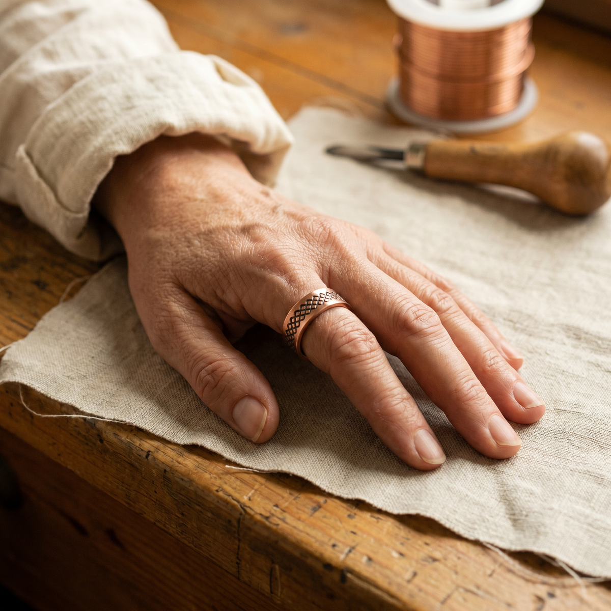 Anillo de Cobre en Forma de Rejilla
