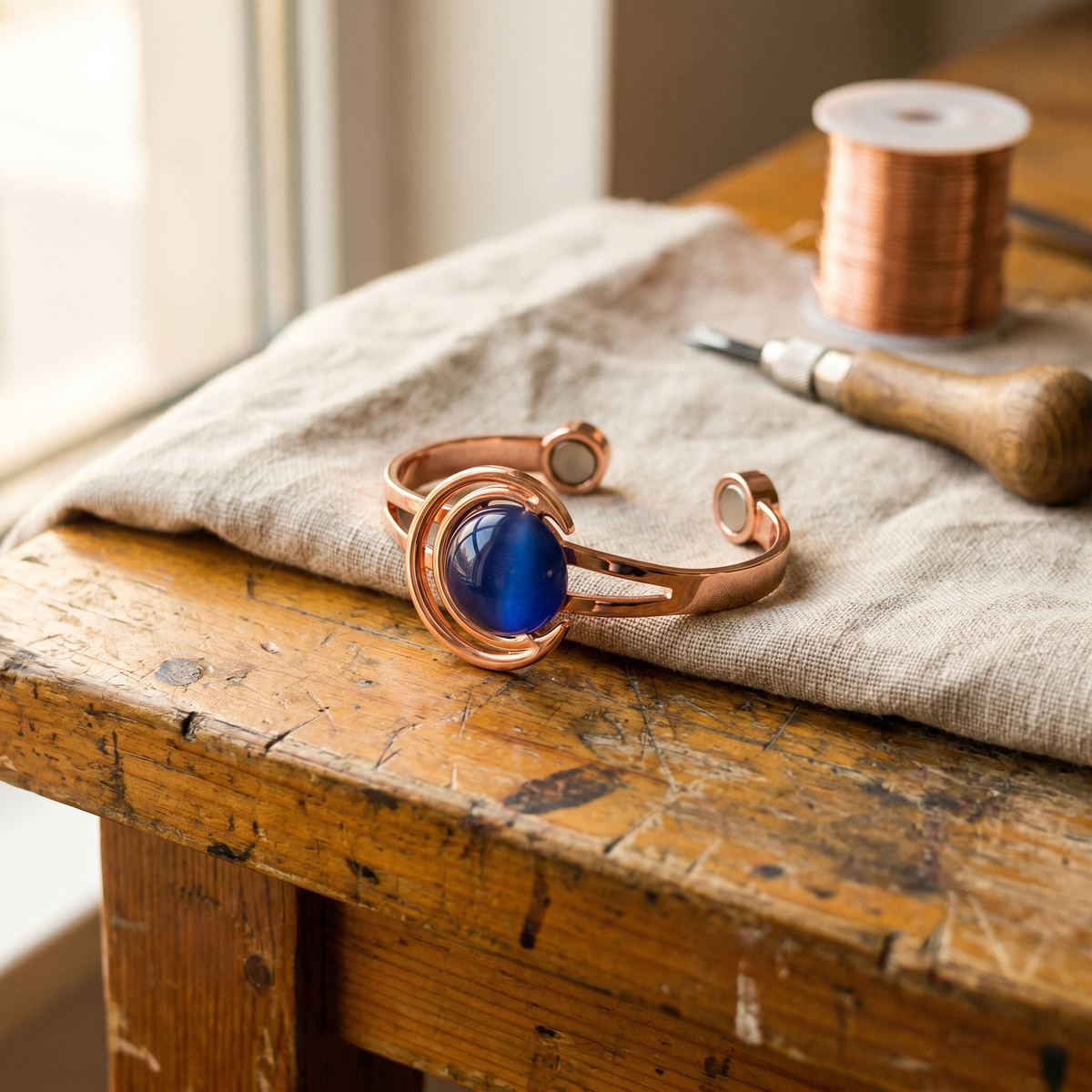 Pulsera de Cobre en Forma de Esfera