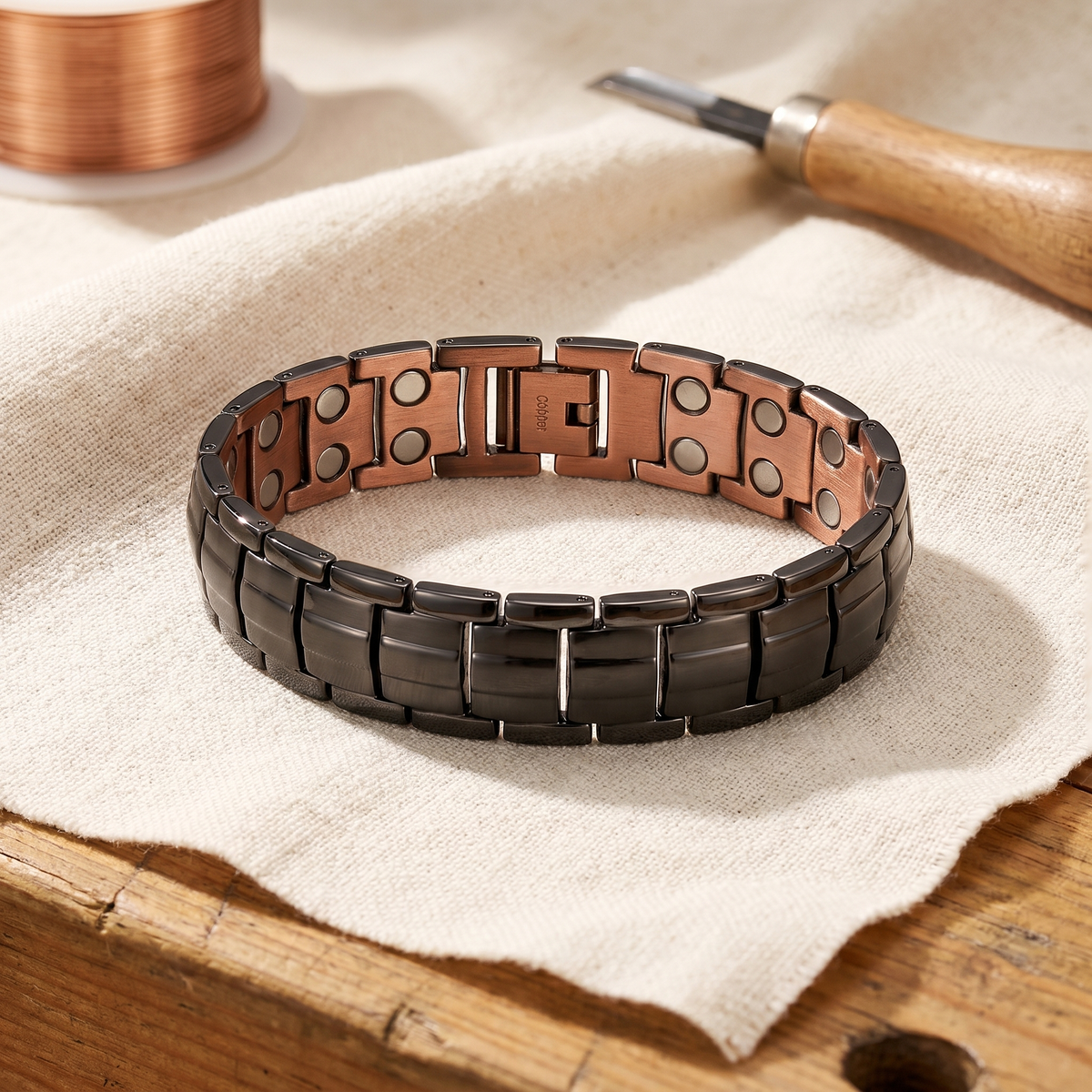 Pulsera de Cobre para Hombre en Ocre