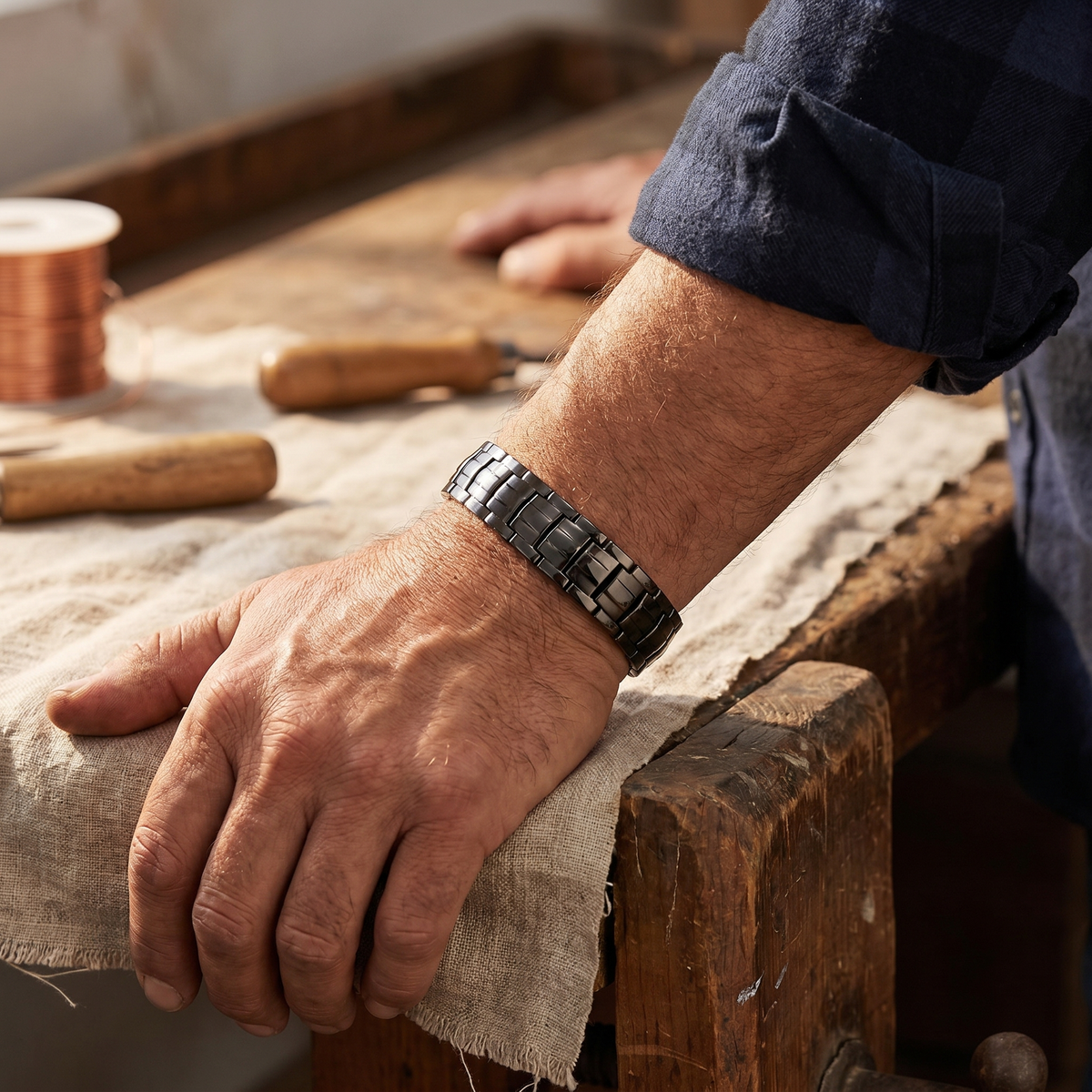 Pulsera de Cobre para Hombre en Ocre