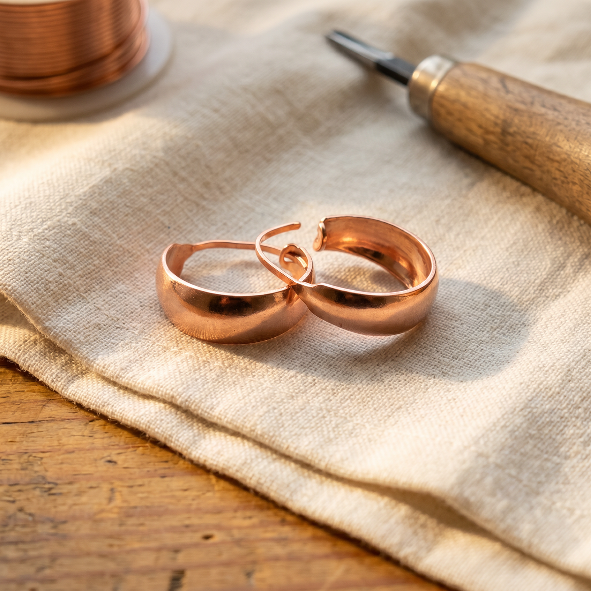 Pendientes de Cobre en Forma de Concha