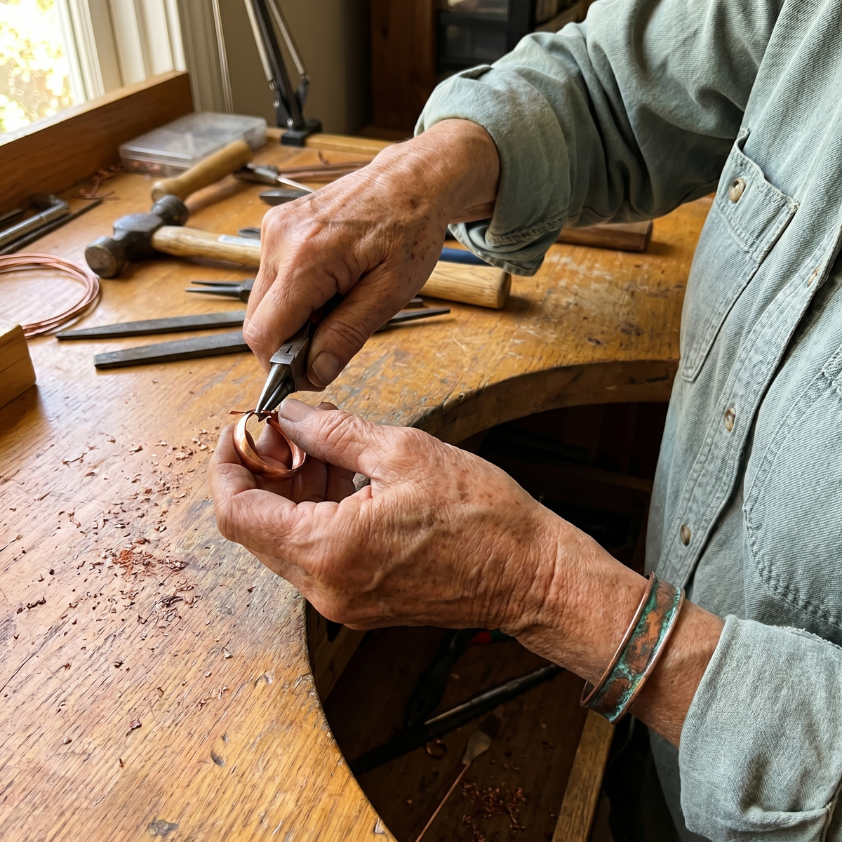 Pendientes de Cobre en Forma de Concha