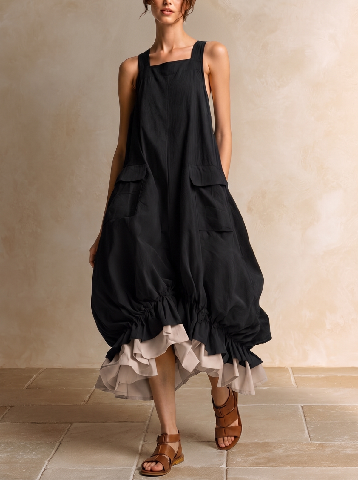 Daniela | Vestido Midi con Bolsillos y Volantes