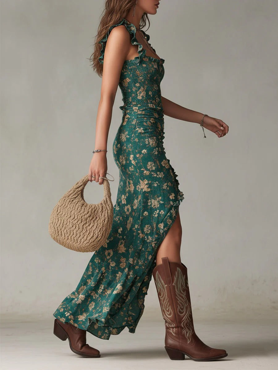 Zara | Vestido Maxi Retro Boho