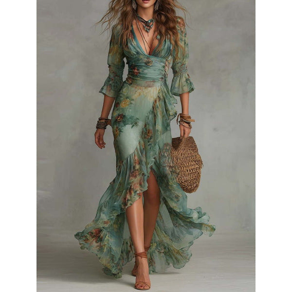 Cécile | Vestido Cruzado en Acuarela