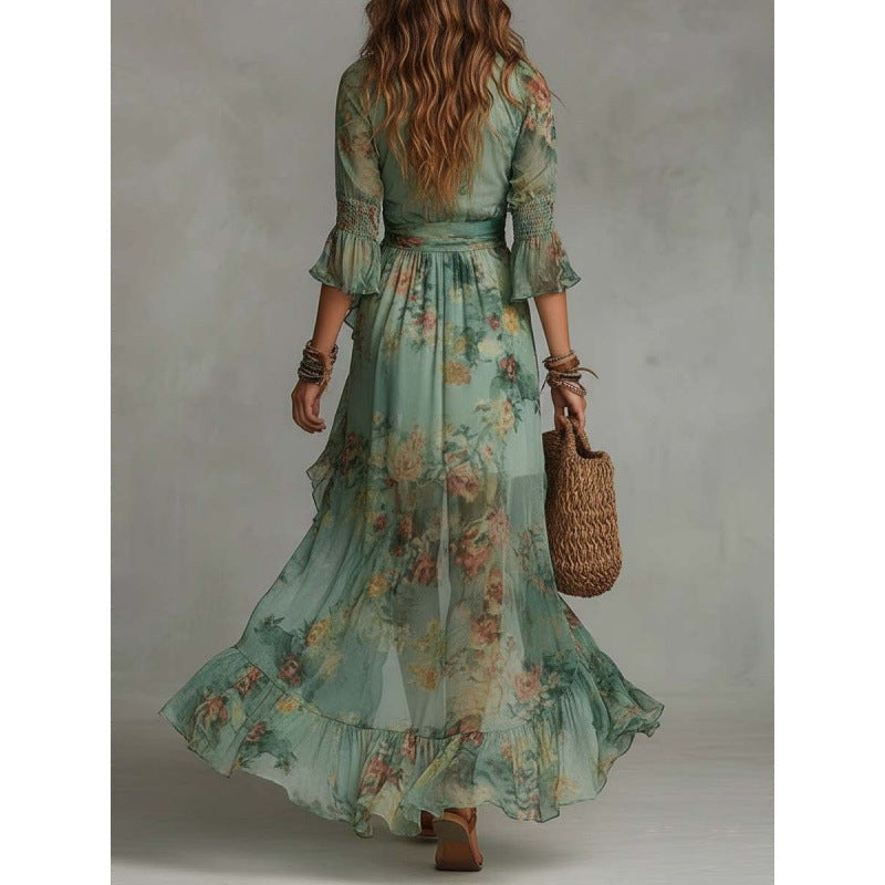 Cécile | Vestido Cruzado en Acuarela