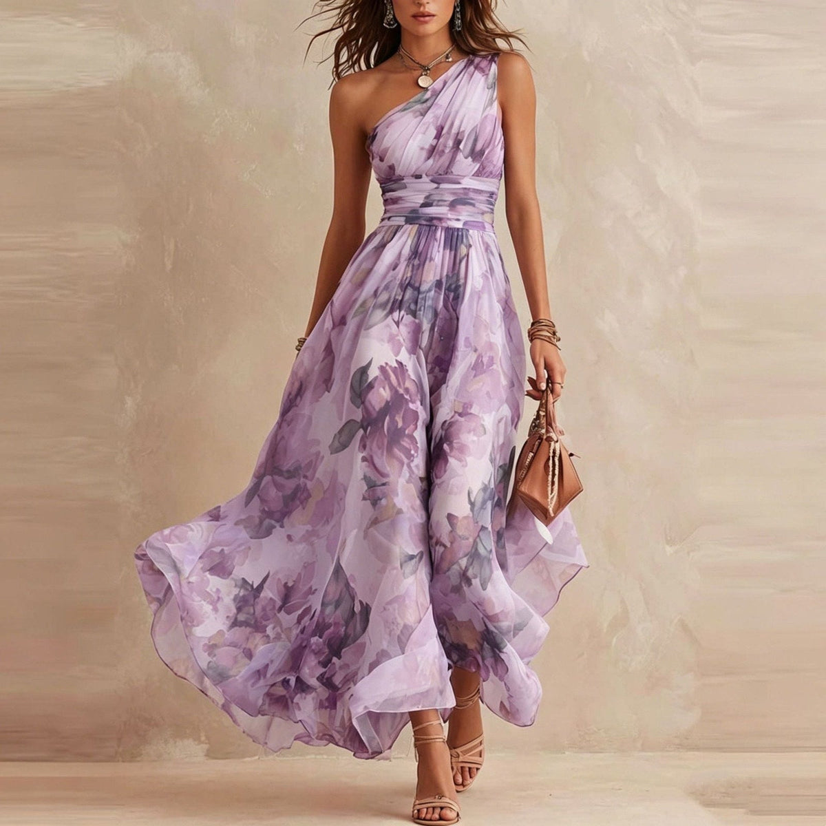 Félicie | Vestido Maxi Asimétrico de Tela Muselina