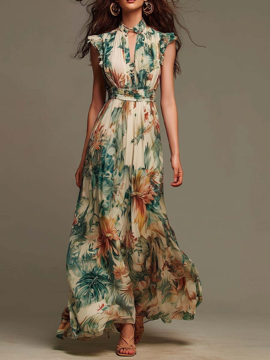 Mélanie | Vestido Maxi Floral de Gasa