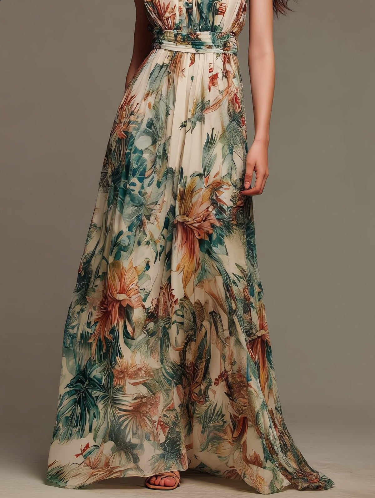 Mélanie | Vestido Maxi Floral de Gasa