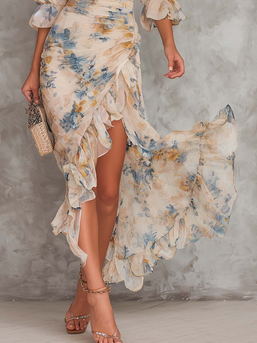 Romane | Vestido Largo de Musselina con Estampado