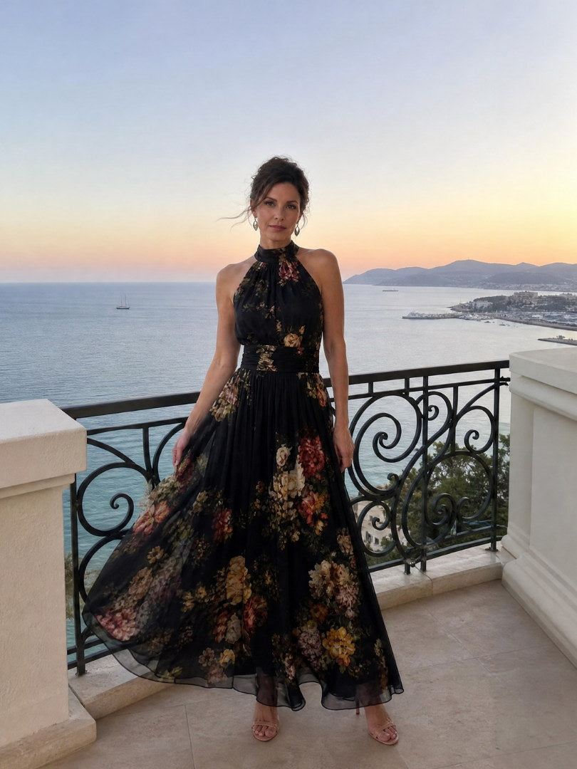 Valérie | Vestido midi con cuello halter