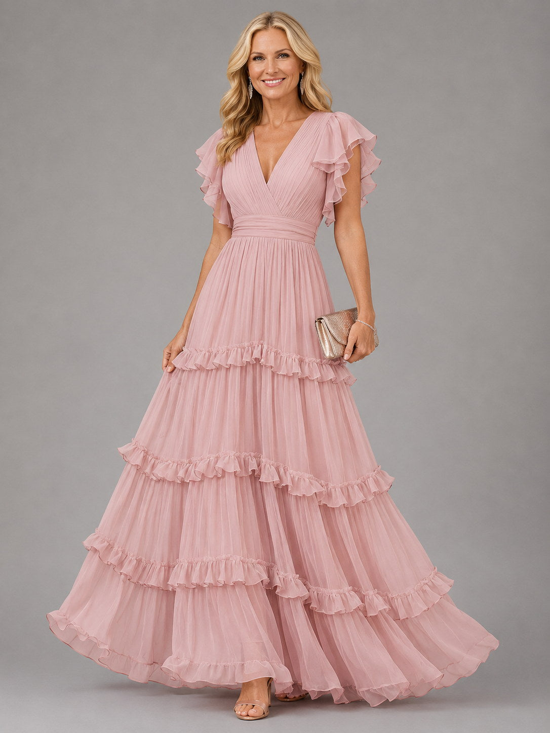Suzette | Vestido Largo Romántico en Rosa Suave