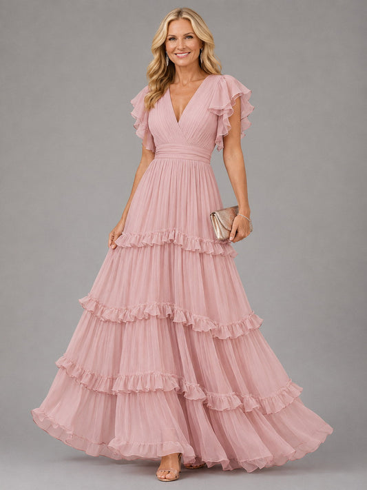 Suzette | Vestido Largo Romántico en Rosa Suave