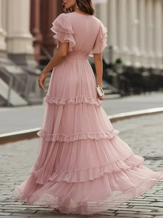 Suzette | Vestido Largo Romántico en Rosa Suave