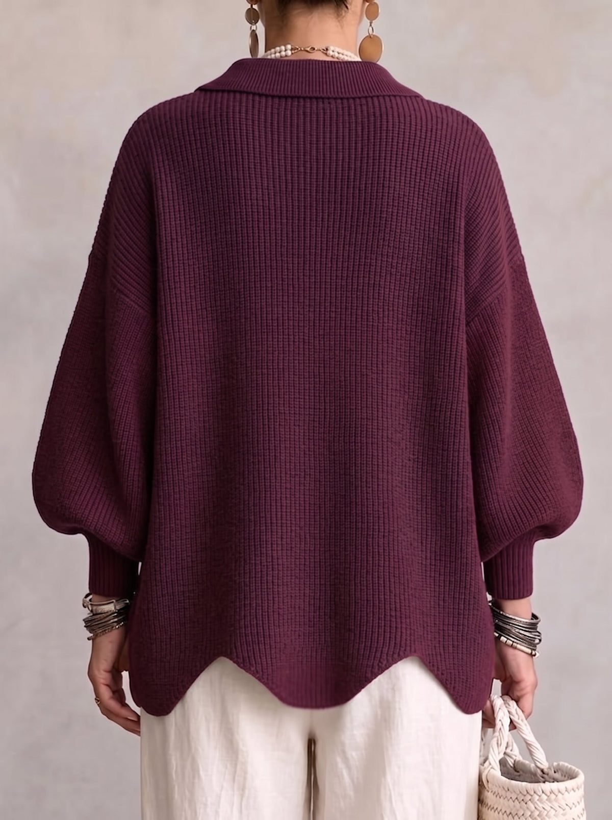 Elvinia | Cardigan Oversize con Detalles de Botones Metálicos