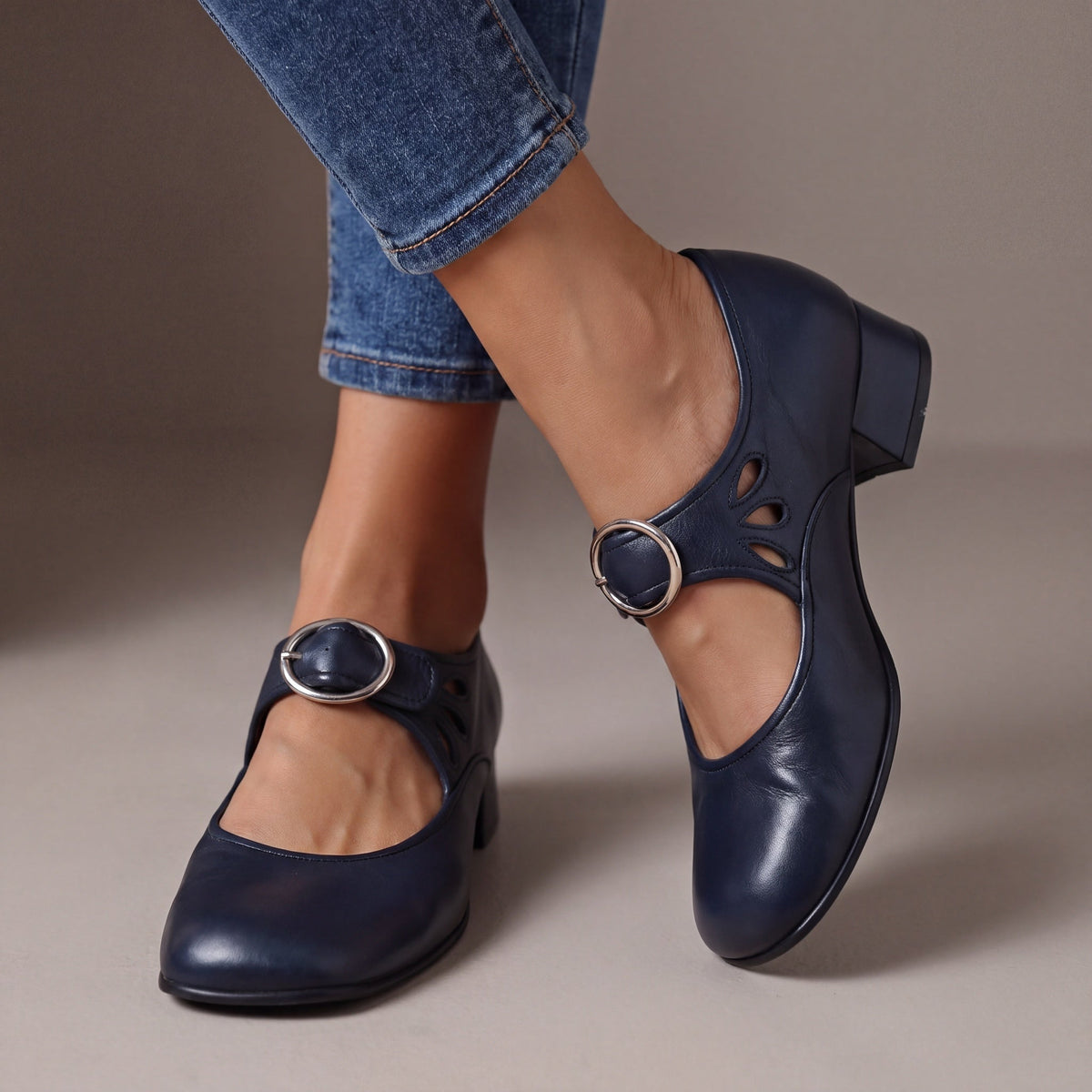 Josephine | Tacones Bloque de Piel Mary Jane