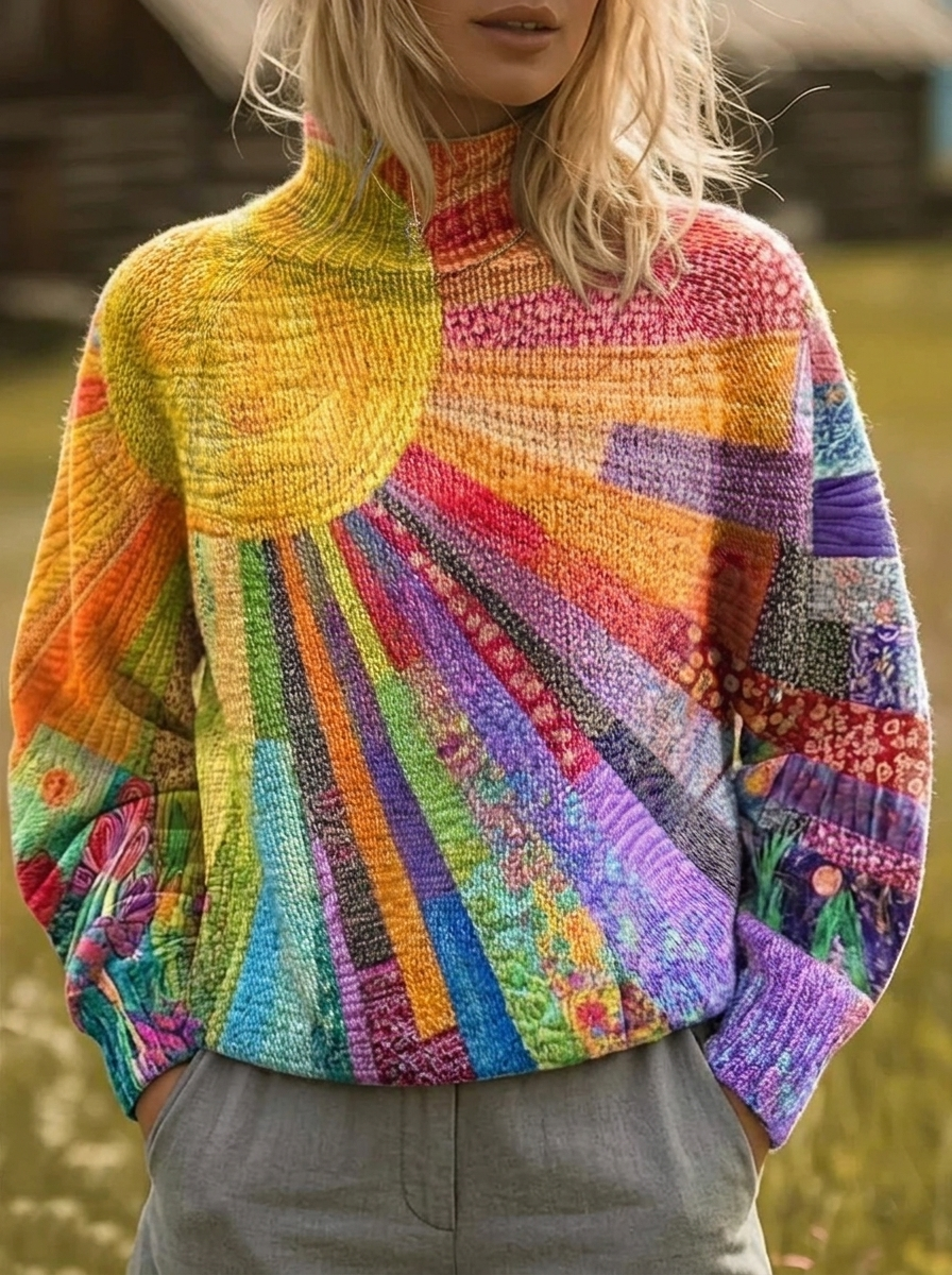 Hattie | Suéter de Cuello Alto Sunburst