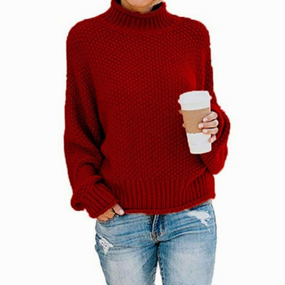 Beatrix | Suéter Oversized de Cuello Alto y Textura Gruesa
