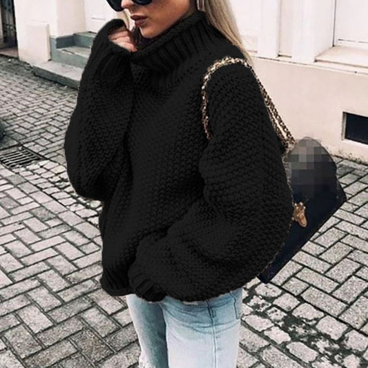 Beatrix | Suéter Oversized de Cuello Alto y Textura Gruesa
