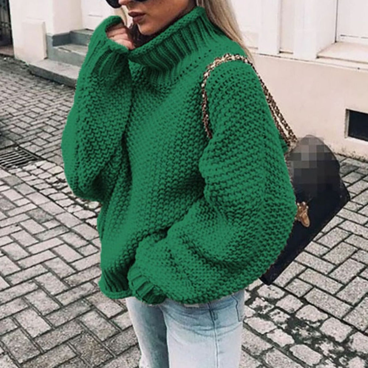 Beatrix | Suéter Oversized de Cuello Alto y Textura Gruesa